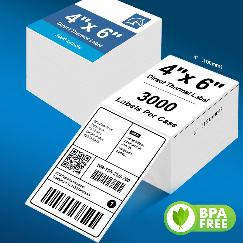 4" x 6" Direct Thermal Labels 6 Stacks 3000 Labels