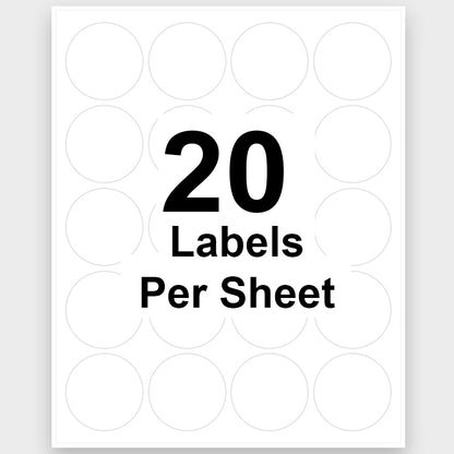 1 1/2" Round Blank Label 20 Labels Per Sheet/100 Sheets