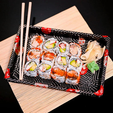 Sample 06 Rectangular Black Plastic Sushi Tray Container
