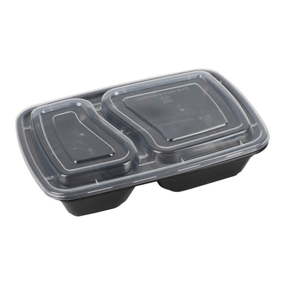 Sample 28 oz 2 Comartment To Go Food Containers With Lids Black