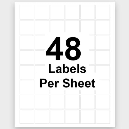 1"x1" Square Blank Label 48 Labels Per Sheet/100 Sheets