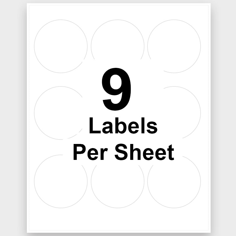 2 1/2" Round Blank Label 9 Labels Per Sheet/100 Sheets