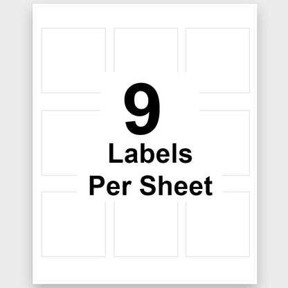 2 1/2" x 2 1/2" Square Blank Label 9 Labels Per Sheet/100 Sheets