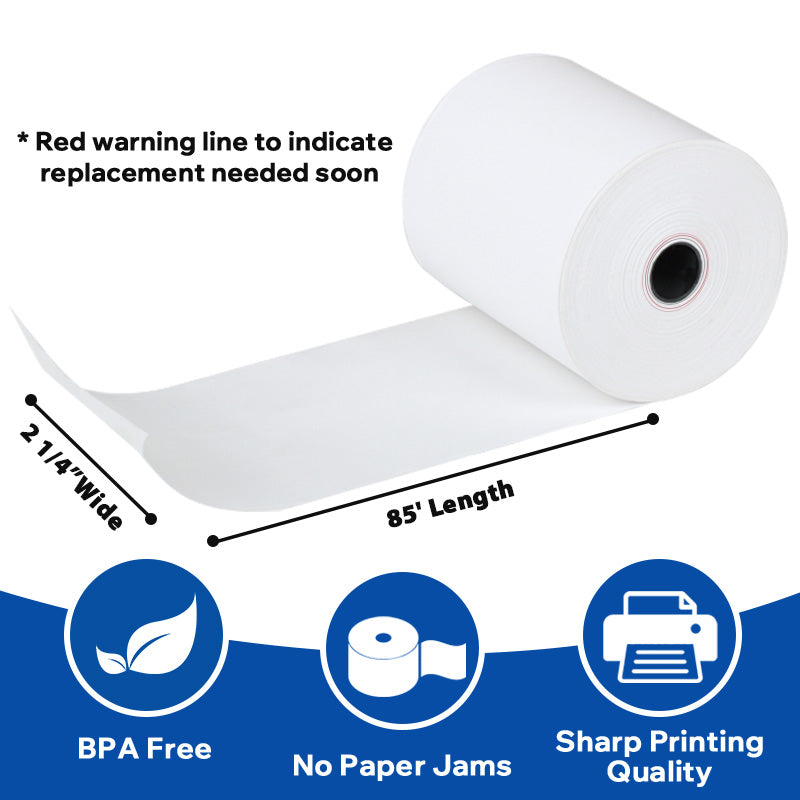 2 1/4" x 85' Thermal POS Paper 50 Rolls Credit Card Receipt Paper