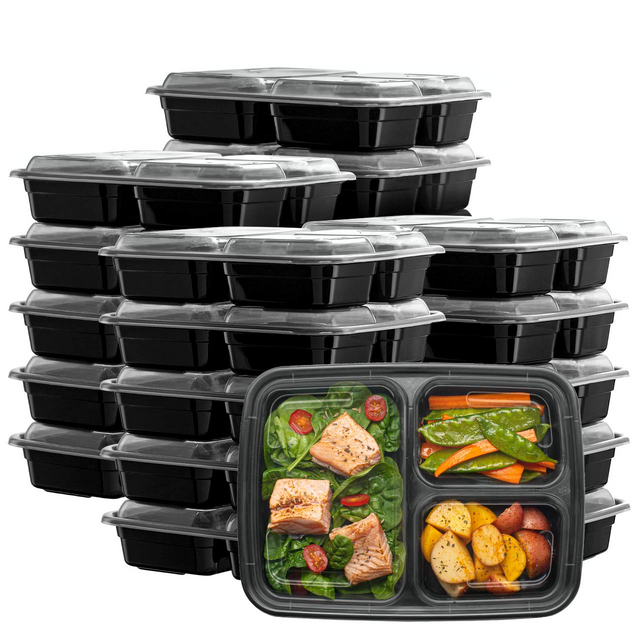 Sample 3 Compartment Plastic Food Container With Lid
