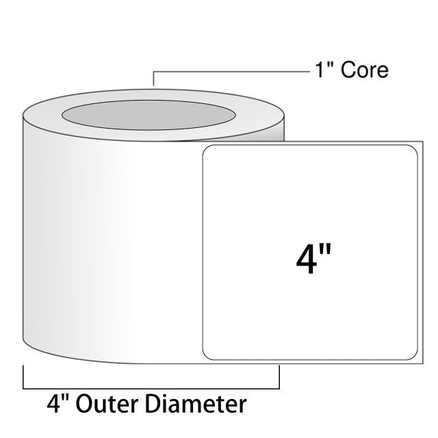 4" x 4" Direct Thermal Roll Labels - 1" Core,   4" Outer Diameter