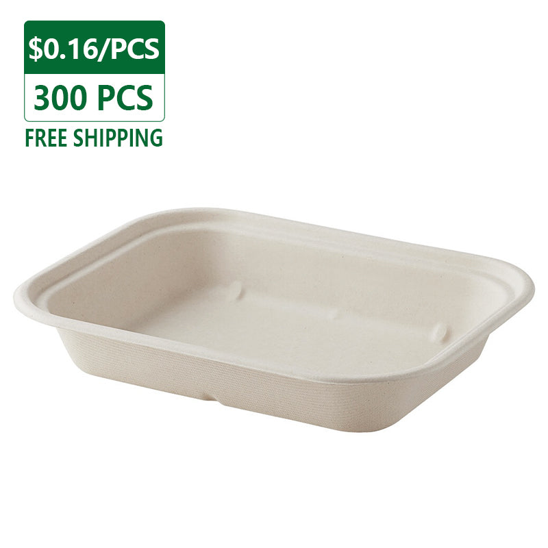 36 oz Disposable Rectangle Fiber Containers 300 pcs – Pony Packaging