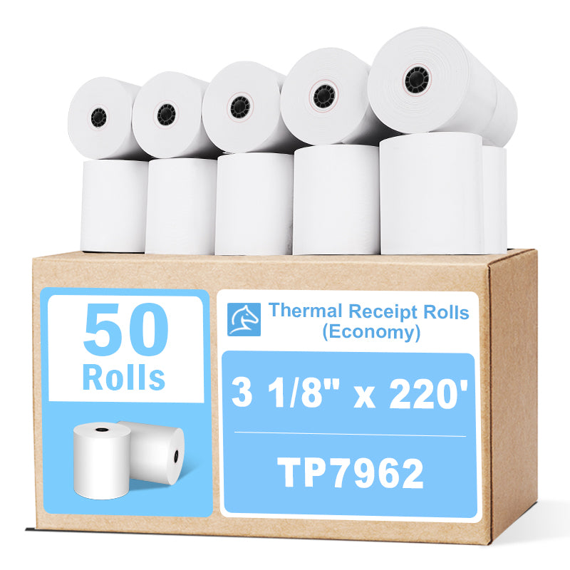 3 1/8 x 220 thermal paper roll economical choice BPA free POS receipt paper for printers