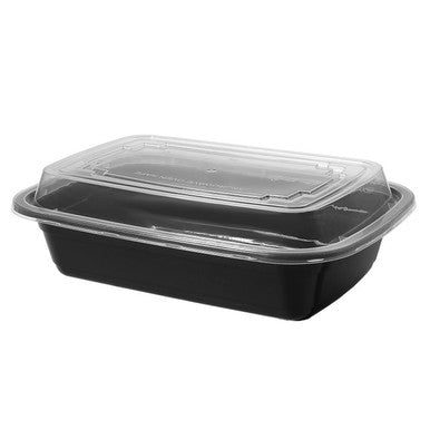 38 oz Black To Go Containers Wholesale with Lids 150 Set