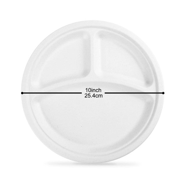 Sample 10" Disposable Plates with 3 Compartments Microwavable