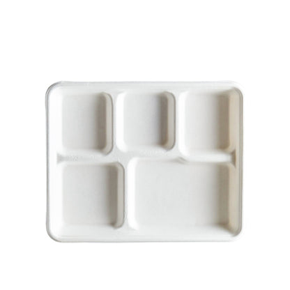 Sample Disposable Shallow 5 Compartments Fiber Tray Natural White