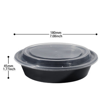 24 oz Black To Go Bowls with Lids Disposable 150 Set