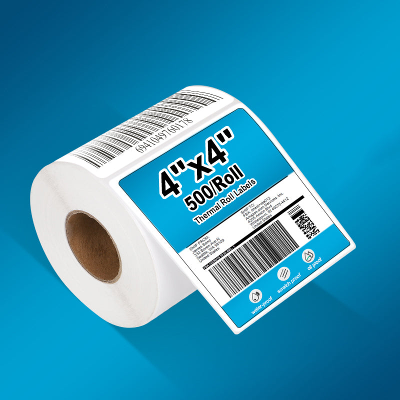 4" x 4" Direct Thermal Roll Labels - 500 Labels/Roll, 18 Rolls/ctn
