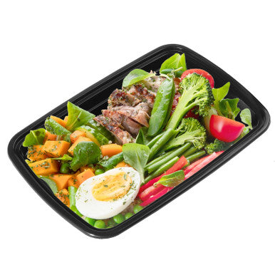 Effortless On-the-Go Dining, 150 Set, Black 28 oz Plastic To Go Containers with Lids - Pony Packaging