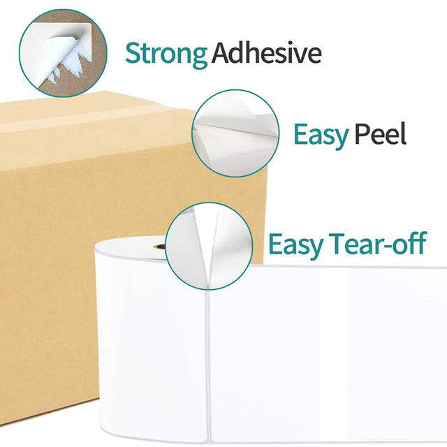 2" x 4" Direct Thermal Roll Labels - Strong Adhesive Labels, Easy to Peel, and Easy Tear-off