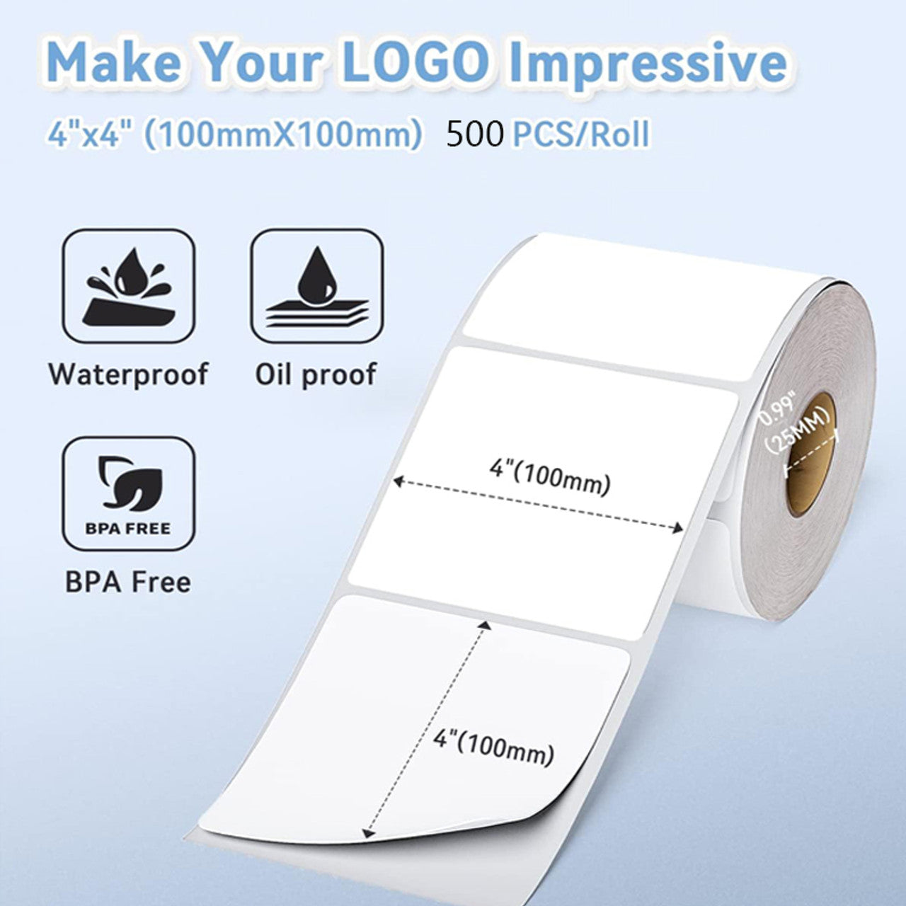 4" x 4" Direct Thermal Roll Labels - Waterproof, Oil-resistant, Alcohol-resistant