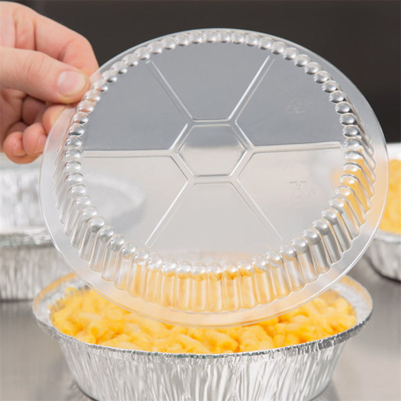 500 pcs Clear Plastic Lids for 7" Round Aluminum Foil Pans - Ideal for Catering and Events - Pony Packaging