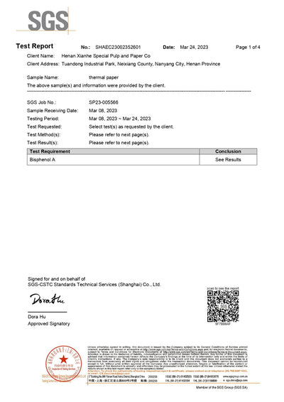 BPA-Free Certificate