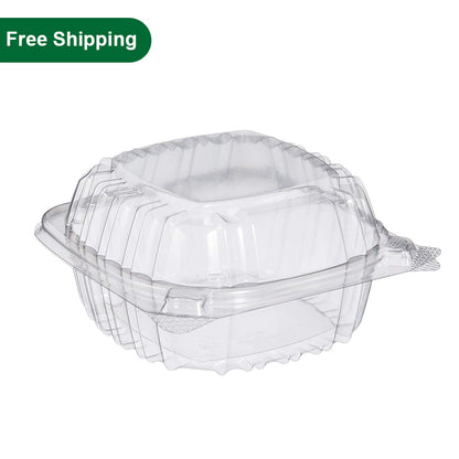 5.8"x5.8"x2.8" Clear Plastic Clamshell Containers Recyclable 500 pcs
