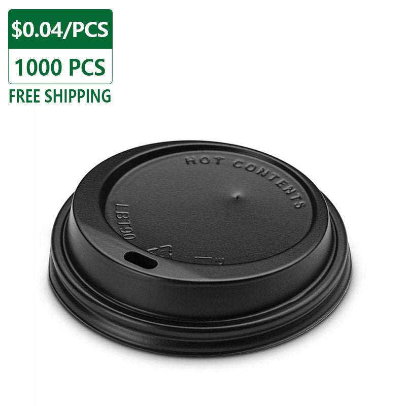 Disposable Black Plastic Coffee Cup Lids for 10 oz to 16 oz 1000 pcs ...