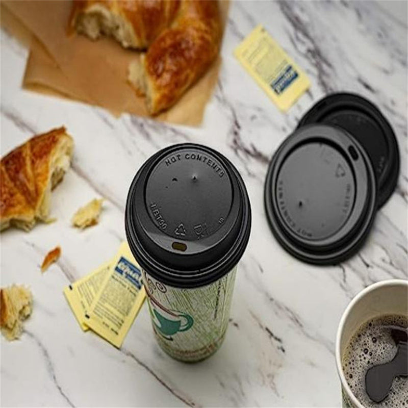 Sample Disposable Black Plastic Coffee Cup Lids