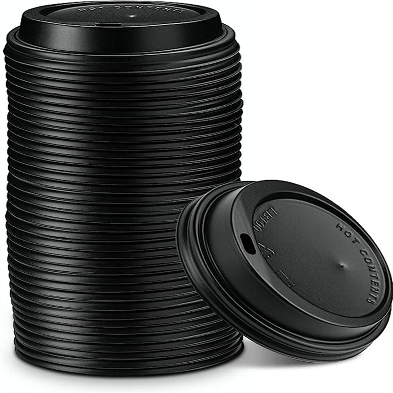 Disposable Black Plastic Coffee Cup Lids for 10 oz to 16 oz 1000 pcs