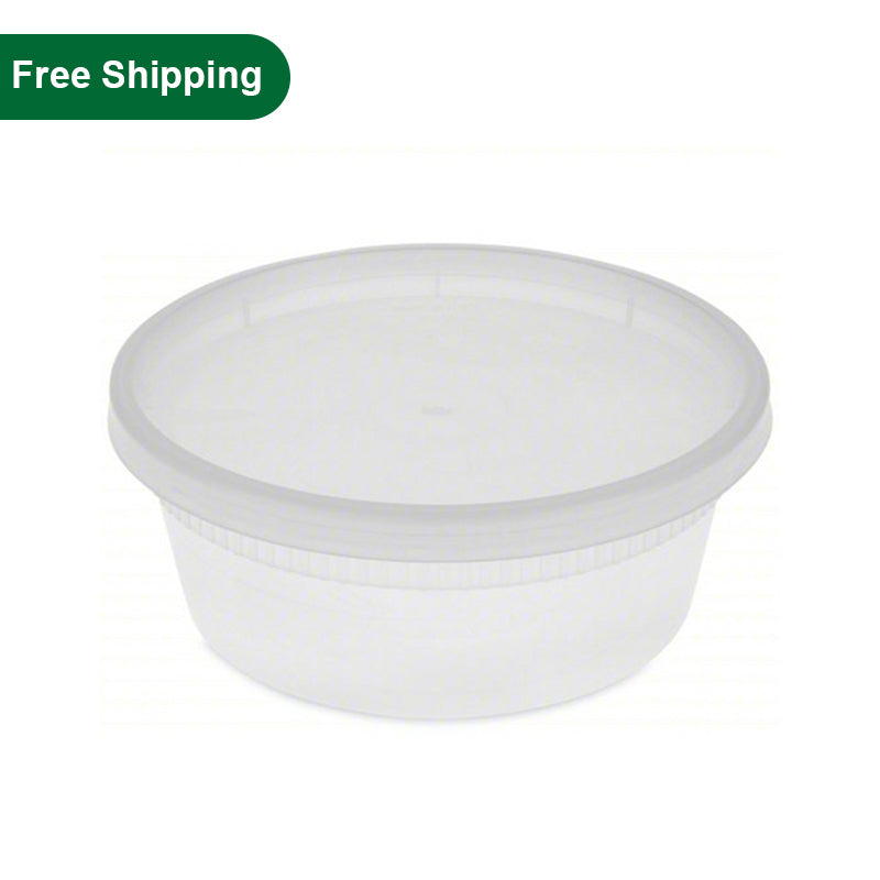 WY Round Clear Plastic Soup Container Set 24 oz. - 240/Case 