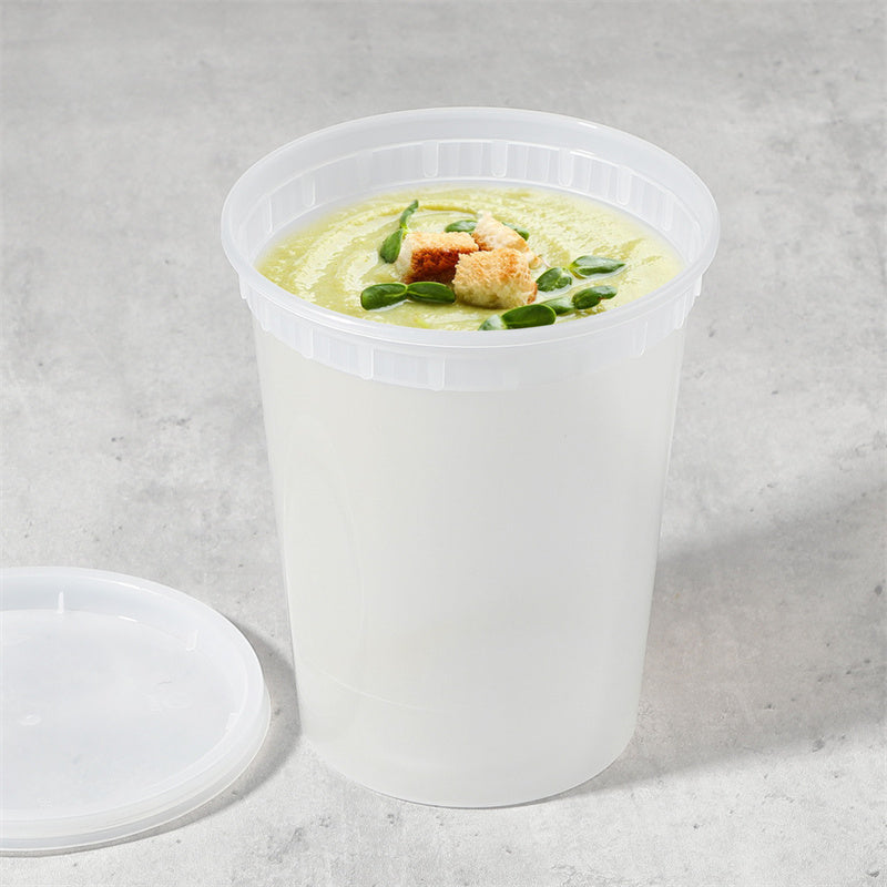  YW Plastic Soup Food Container with Lids (12), 32 oz