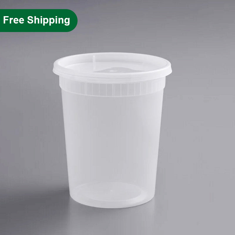 32 oz Soup Containers With Lids Disposable Plastic 240 Set