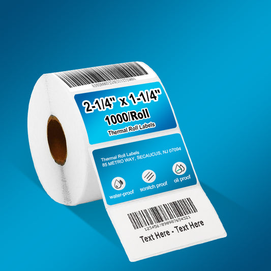 2-1/4"  x  1-1/4" Direct Thermal Roll Label - 1000 Labels/roll, 40 Rolls/ctn
