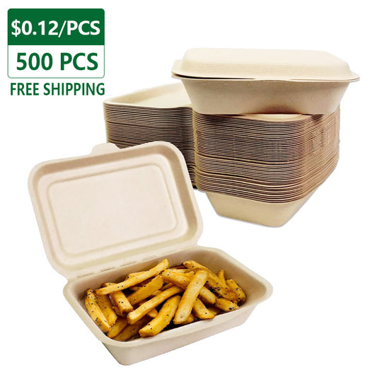 7"x5"x2.6" Biodegradable Clamshell To-go Containers 500 pcs