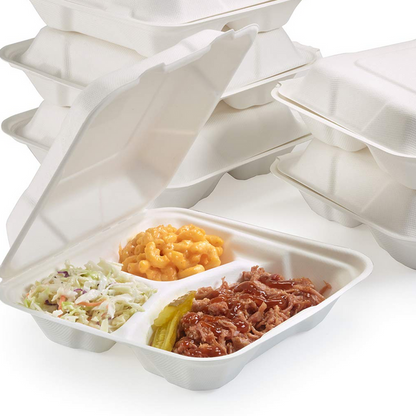 Sample 10"x10"x3" Clamshell To-go Containers 3 Compartment