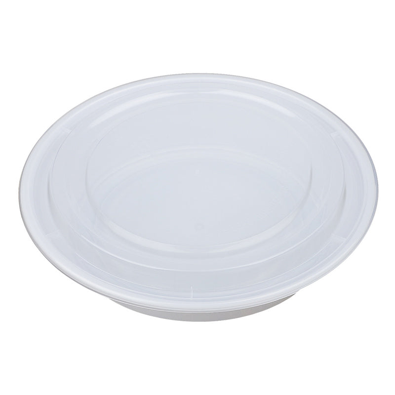 32 oz Disposable Plastic Bowls with Lids White 150 Set