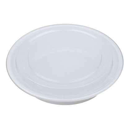 32 oz Disposable Plastic Bowls with Lids White 150 Set