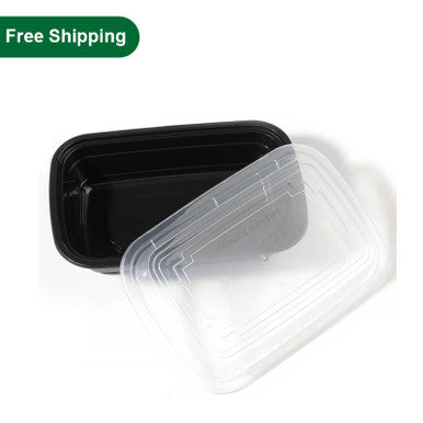 38 oz Black To Go Containers Wholesale with Lids 150 Set
