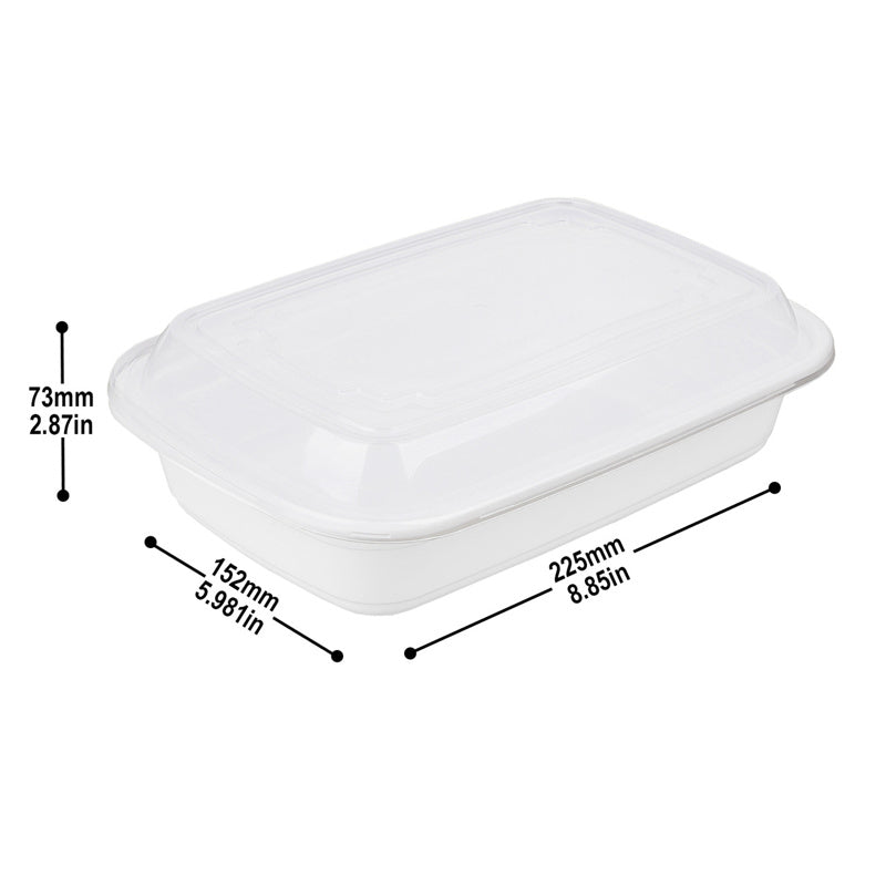 38 oz Food Containers To Go with Lids White 150 Set