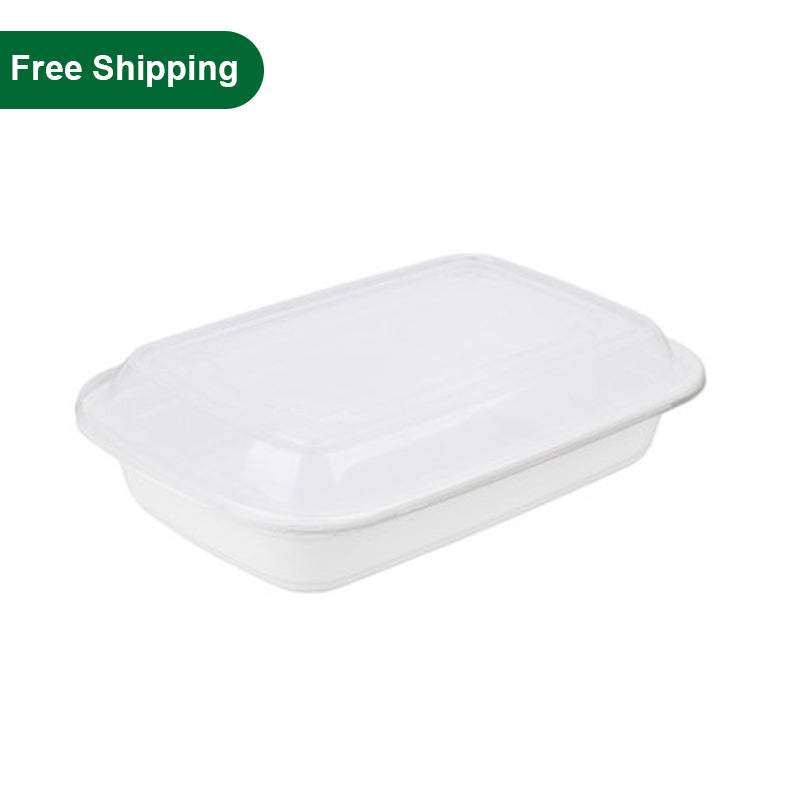 16 oz To Go Containers with Lids White Plastic 150 Set