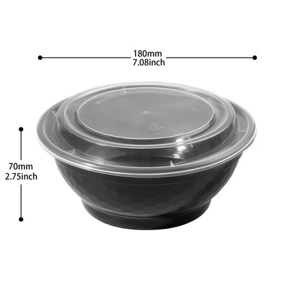 Elevate On-the-Go Dining: 150-Pack 36 oz Disposable Black Bowls with Lids - Pony Packaging