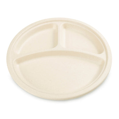 Sample 10" Round Plate 3 Compartment  Compostable Fiber