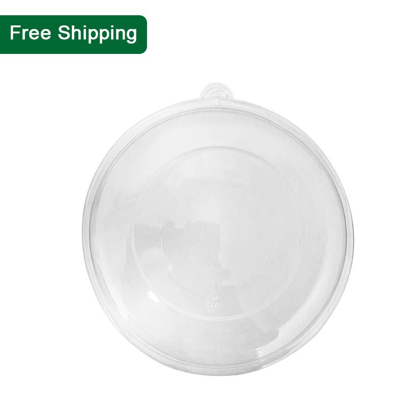 24/32oz clear dome lids for shallow bowls, bulk 500pcs, food-grade PET lids, free shipping wholesale