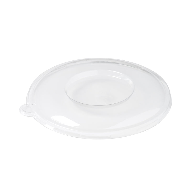 side view of FRBS-DL 24/32oz dome lid, stackable PET plastic lid for salad or food bowls