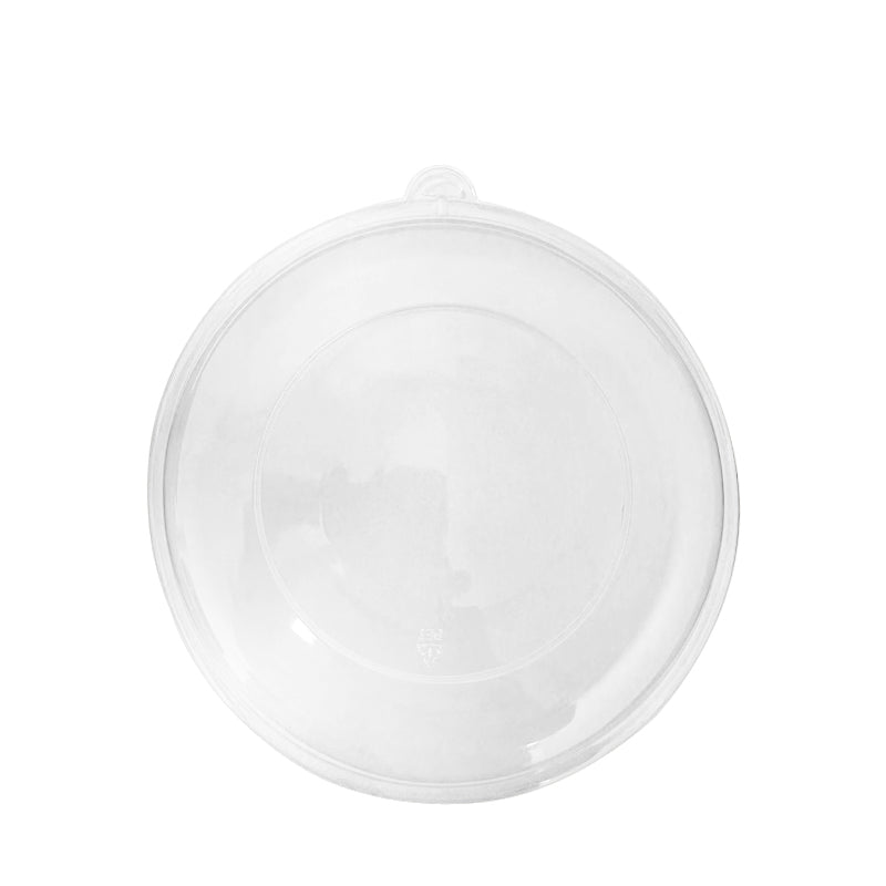 top view of 24/32oz dome lid for shallow bowls, crystal clear disposable PET lid FRBS-DL