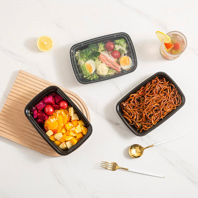 Elevate On-the-Go Meals, 150 Set Black 28 oz To Go Containers with Lids - Pony Packaging