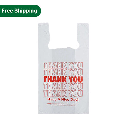 1/6 Disposable Thank You T-shirt Plastic Bags White 400pcs - Pony Packaging