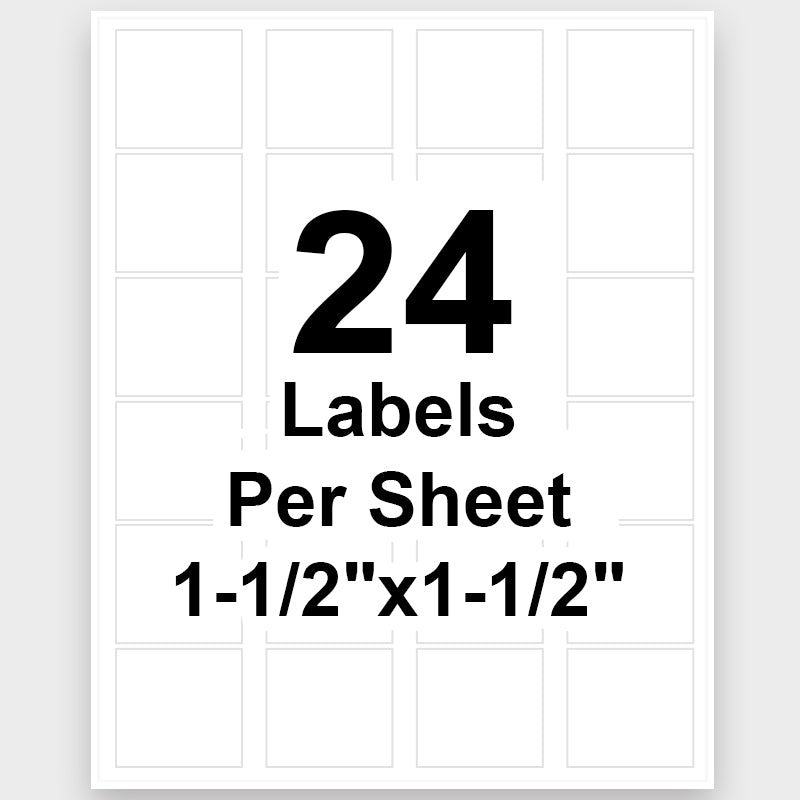 1 1/2" x 1 1/2" Square Blank Label 24 Labels Per Sheet/100 Sheets