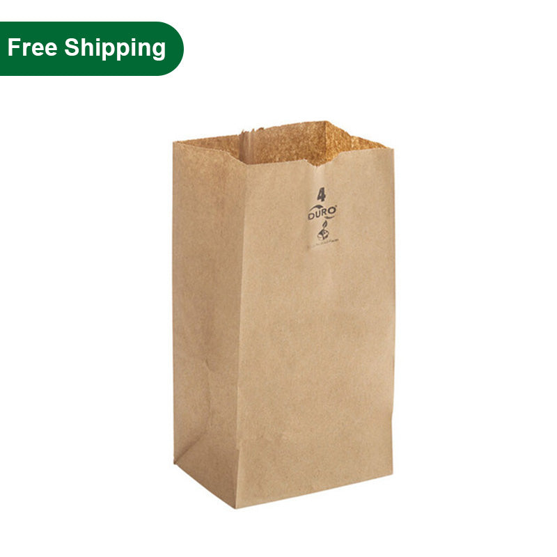 DURO 4 lb Brown Paper Bags Recycled Wholesale 400 pcs Pony Packaging