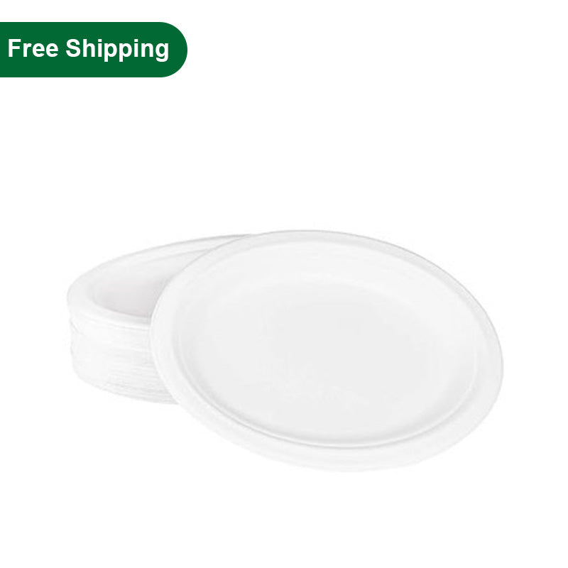 10x8 biodegradable oval paper plates, stack and single plate with free shipping label, compostable microwave safe PFAS free eco tableware