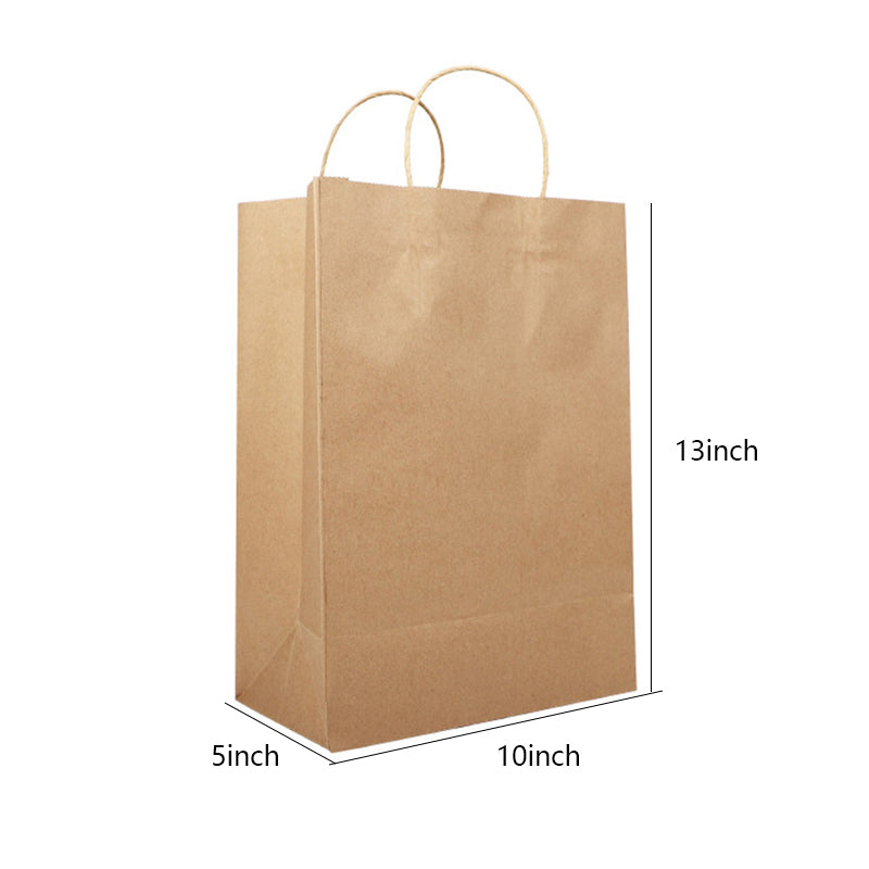 10" x 5" x 13" Small Kraft Brown Paper Bags with Handles Bulk 250 pcs