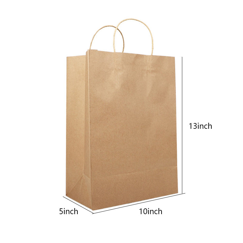PHB13510 small kraft brown paper bag size chart showing width height and gusset – durable eco-friendly packaging for bakery, gifts, or takeout