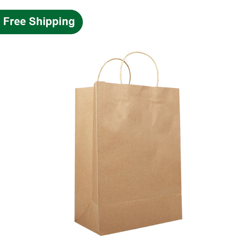 PHB13510 small kraft brown paper bags with handles – bulk 250 pack for retail or restaurant use, strong and recyclable with free shipping